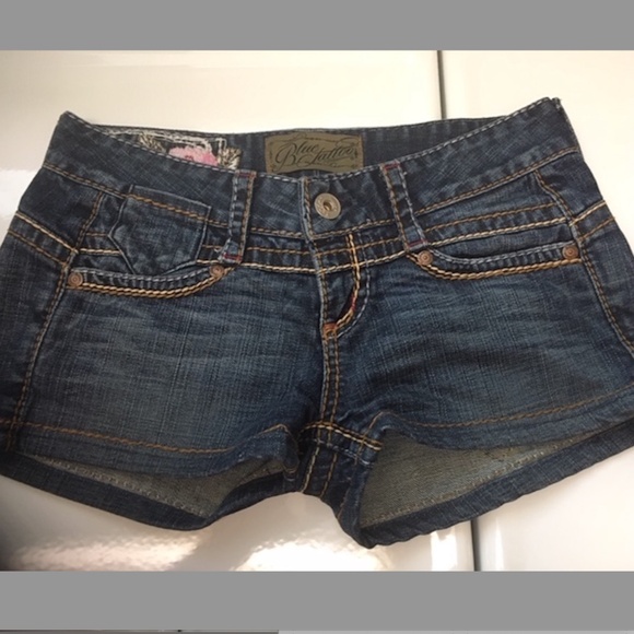 BLUE TATTOO Jean Denim Shorts Embroidered - Picture 2 of 8